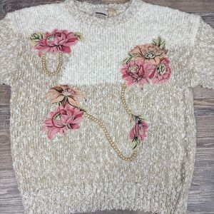 Vintage Separate Issue Women’s Size 18 Knit Sweater With Appliqué And Embellish